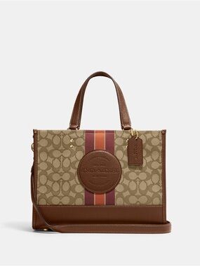 Coach Dempsey Carryall Tote In Signature Jacquard With Stripe And Patch Bag